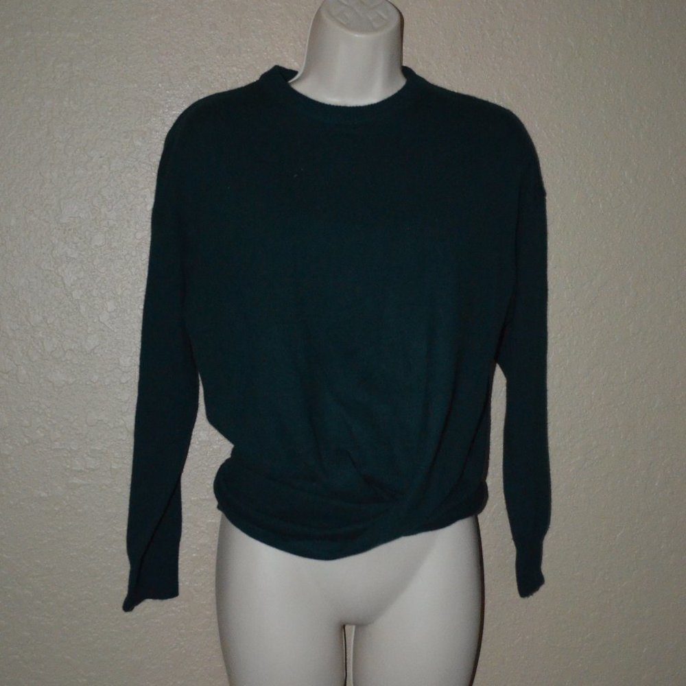 $379 Sz P/XS Michelle Mason Forest Green Wrap Tie Sweater